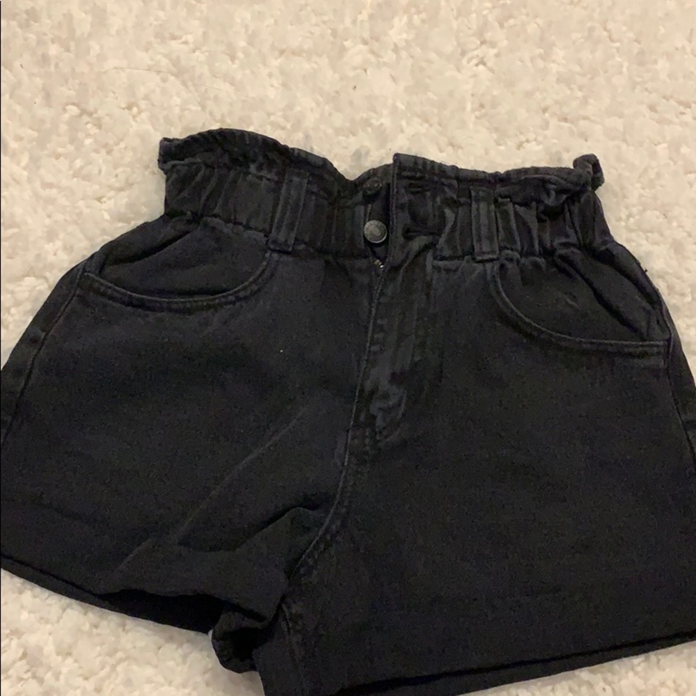 Black denim mom shorts